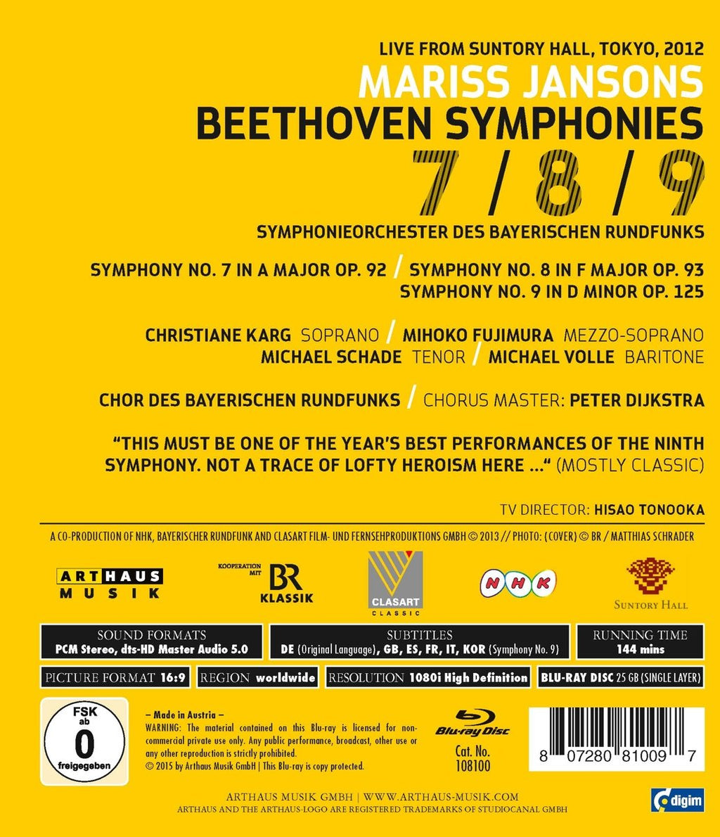 Bavarian Radio Symphony Orchestra - Mariss Jansons: Beethoven Symphonies 7/8/9