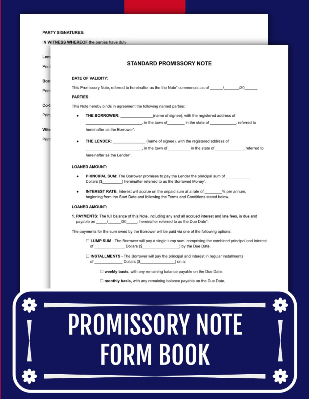 Promissory Note Form Book: 25 Ready-to-Use Templates for Personal and Business Loans | 8.5 x 11 inches.