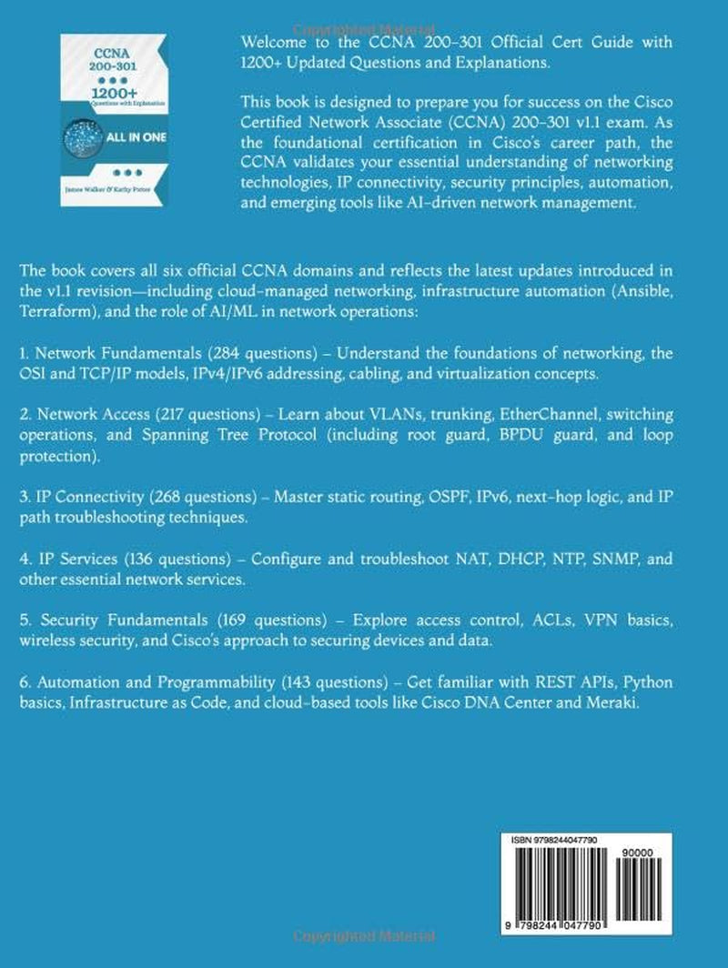 CCNA 200-301 Official Cert Guide with 1200+ Updated Questions and Explanations: CCNA Book