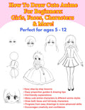 How To Draw Cute Anime For Beginners: Girls, Faces, Characters & More: Perfect for Kids Ages 5–12: Easy Step-by-Step Anime and Manga Drawing Guide for Beginners (Easy Drawing for Kids)