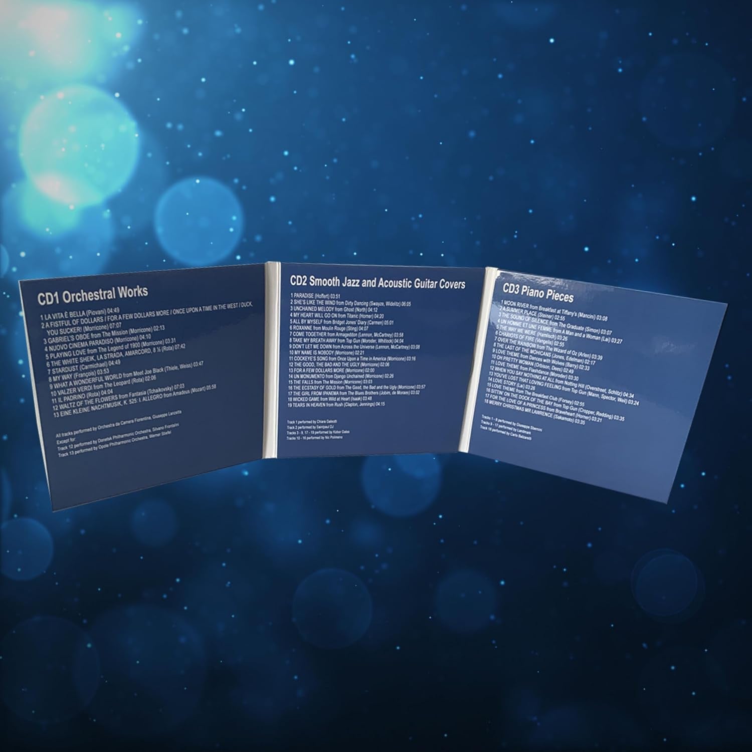3CD 50 Songs Film Music, Orchestral Works, Jazz Guitar, piano Pieces, Titanic, La Vita è Bella, Moulin Rouge