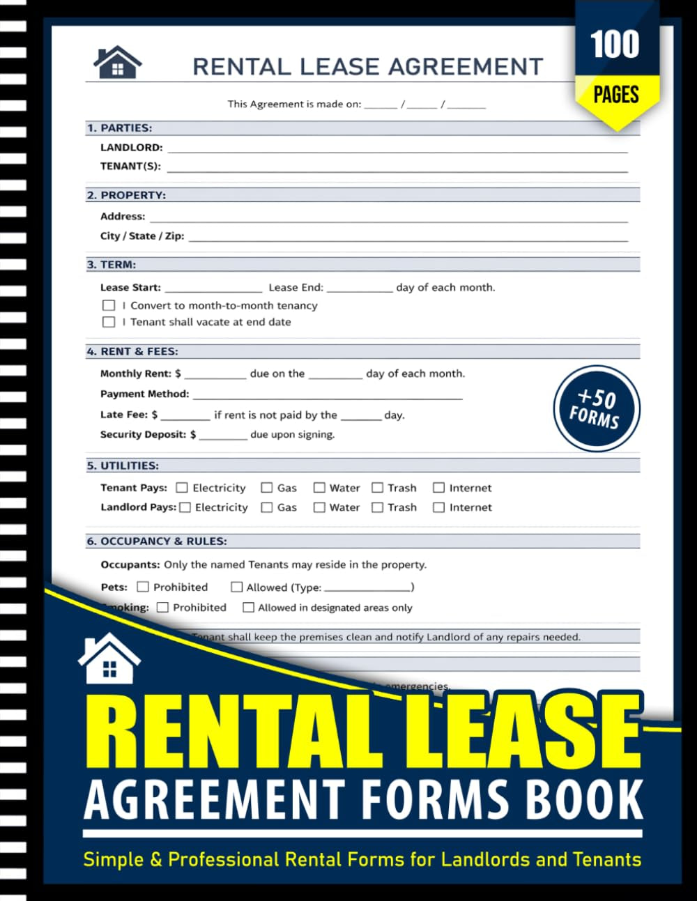 Rental Lease Agreement Forms Book: Residential Rental Forms for Landlords & Property Managers | Lease Agreements, Tenant Details, Payment Records & Property Documentation (8.5" x 11")