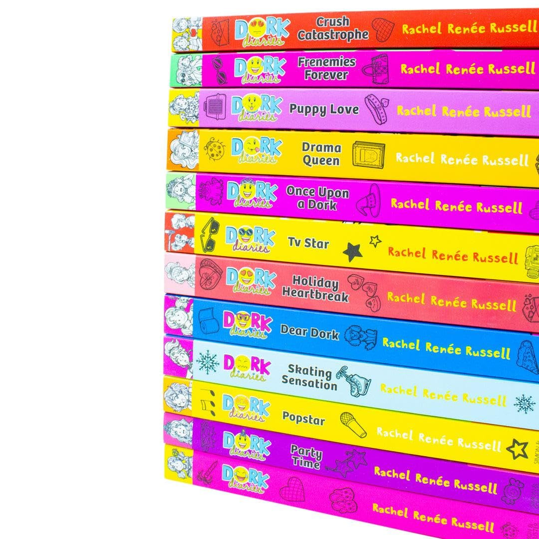 Dork Diaries Series Books 1–12 Box Set by Rachel Renée Russell – Complete 12-Book Collection (I Love Dork Edition, Kids Diary Fiction Ages 9–14)