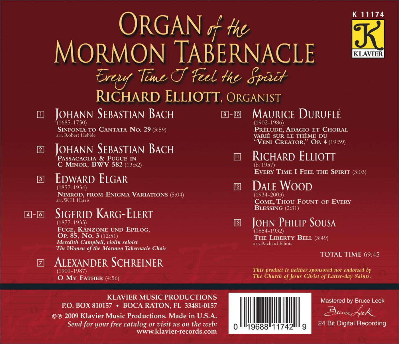Every Time I Feel the Spirit: Organ of the Mormon Tabernacle