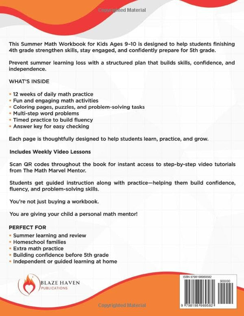 The Summer Before 5th Grade Math Workbook: Fun & Educational Summer Math Workbook for Kids Ages 9–10 | Video Lessons Included | 12-Week Common Core ... Key (Math Workbooks With Video Lessons)