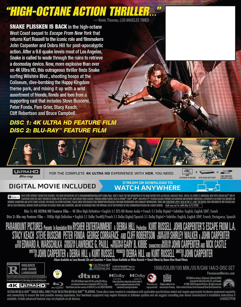 John Carpenter's Escape From L.A. (30th Anniversary Limited Edition SteelBook) [4K UHD + Blu-ray + Digital]
