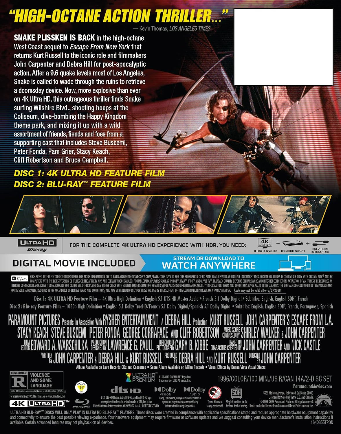 John Carpenter's Escape From L.A. (30th Anniversary Limited Edition SteelBook) [4K UHD + Blu-ray + Digital]