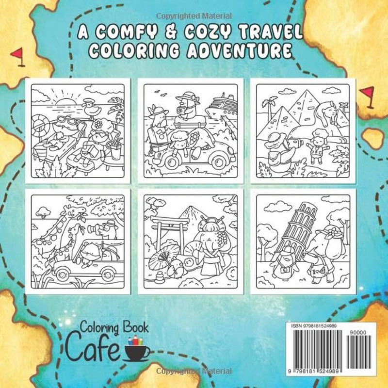 Comfy Travels: Cute & Cozy Coloring Book for Adults & Teens with Adorable Animals, Relaxing Travel Scenes, Vacation Adventures, Easy Designs, and Stress Relief