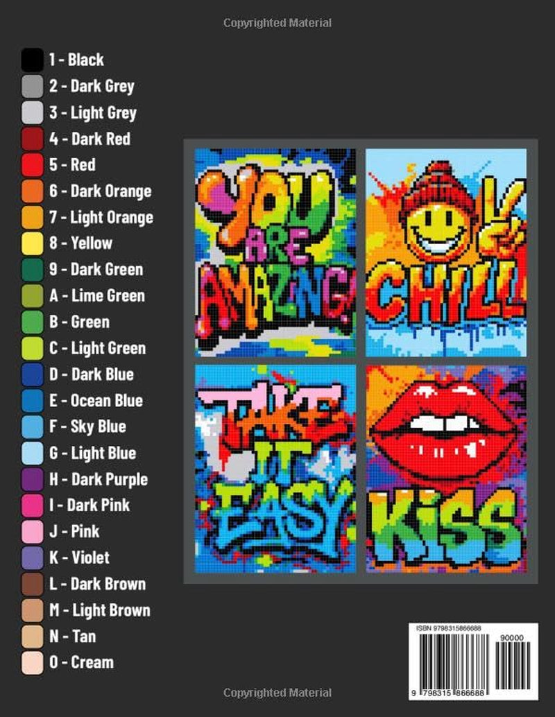 Mystery Mosaic Color by Number for Adults Graffiti: Inspirational Street Art and Pixel Art Designs to Reveal Hidden Images for Relaxation