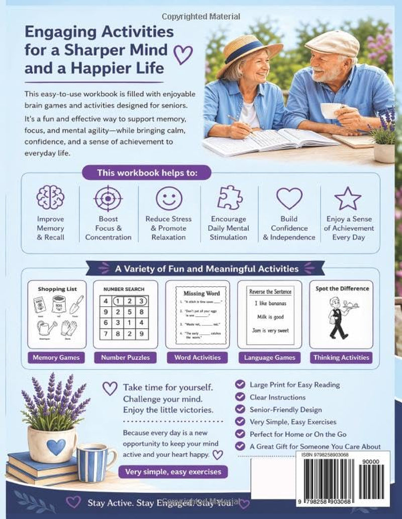 Memory Activity Workbook for Seniors: 100 Easy Brain Games to Improve Memory, Boost Focus & Support Cognitive Health | Large Print Puzzles for Dementia & Alzheimer’s Care (The Memory Activity Series)