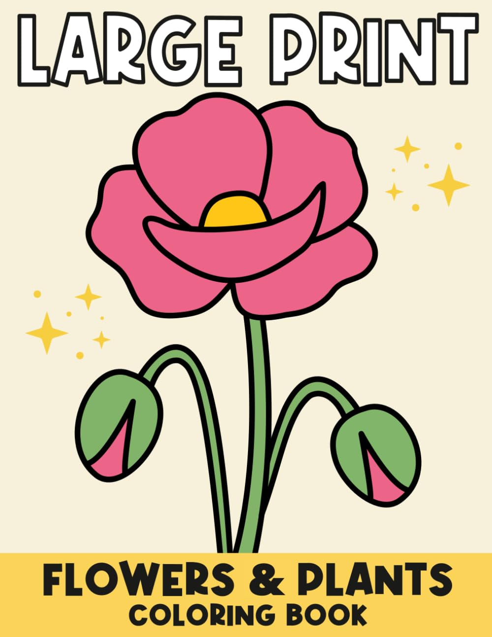 Large Print Flowers and Plants Coloring Book: 50 Easy Designs for Adults and Seniors