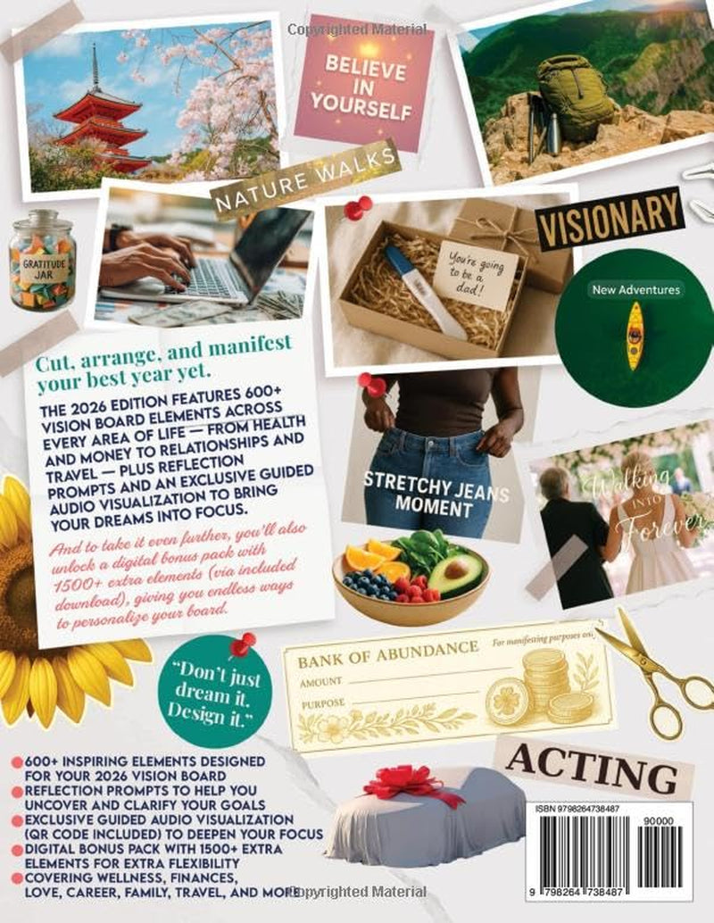 2026 Vision Board Clip Art Book: 600+ Powerful Pictures, Quotes, Words & Affirmations to Create Dream Boards for Women & Men (Vision Board Supplies)