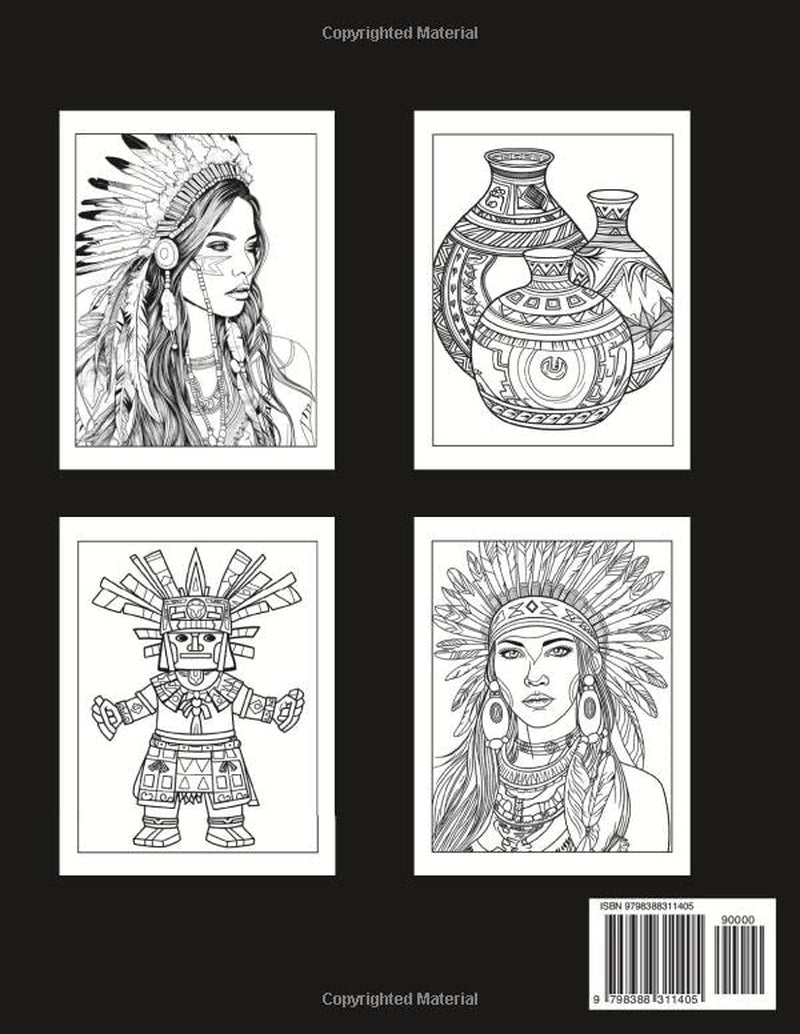 Native American People & Culture Coloring Book: 50 Unique Designs of Native American Portraits, Landscape, Scenes and Symbols to Color