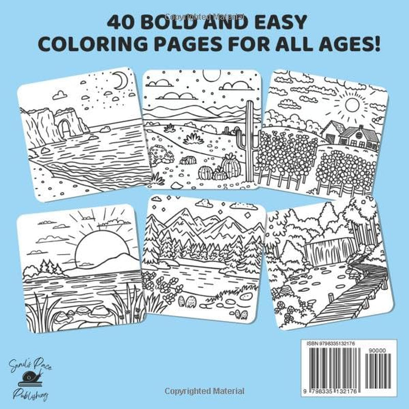 Serene Landscapes: Coloring Book for Adults and Teens Featuring Nature Scenes with Bold and Easy Designs for Relaxation (Bold & Easy Coloring Books)