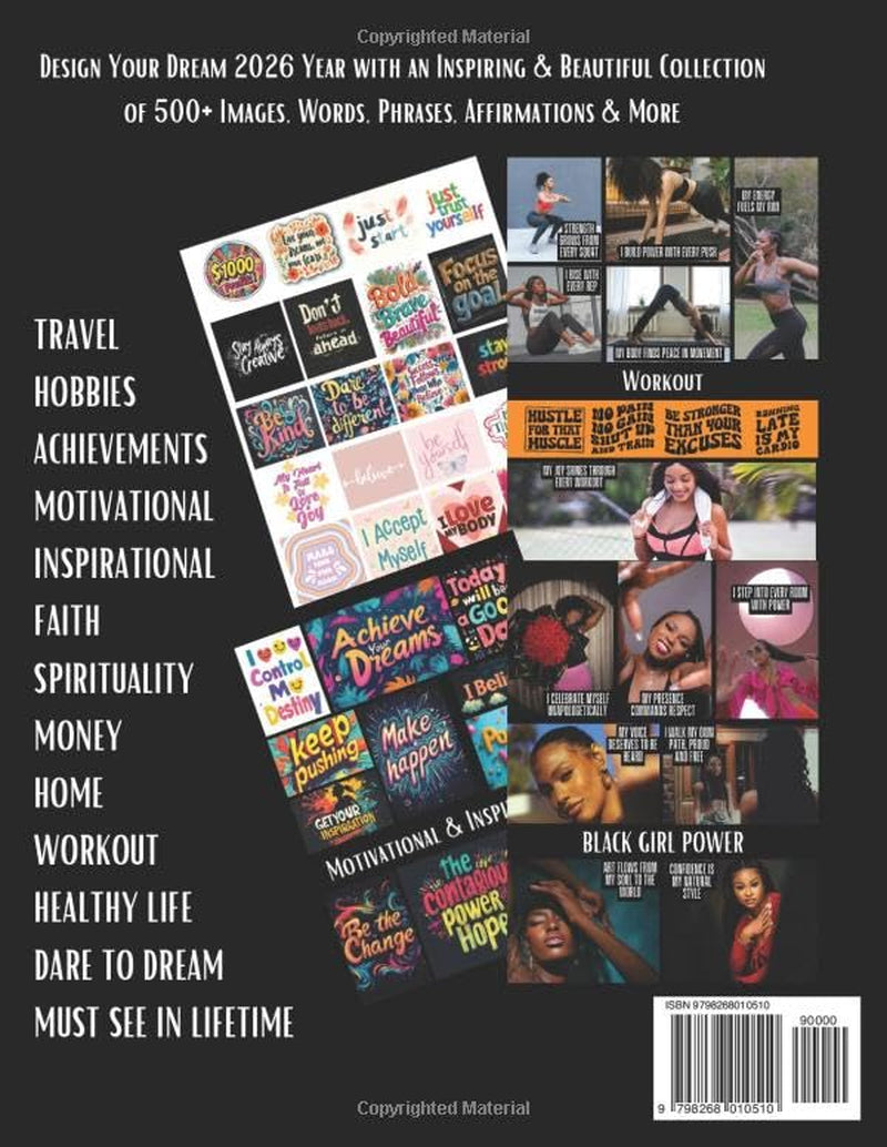2026 Vision Board Clip Art Book For Black Girls: Vision Board Supplies with 500+ Inspiring Pictures, Quotes, and Strong Affirmations to Design the Future You Dream Of