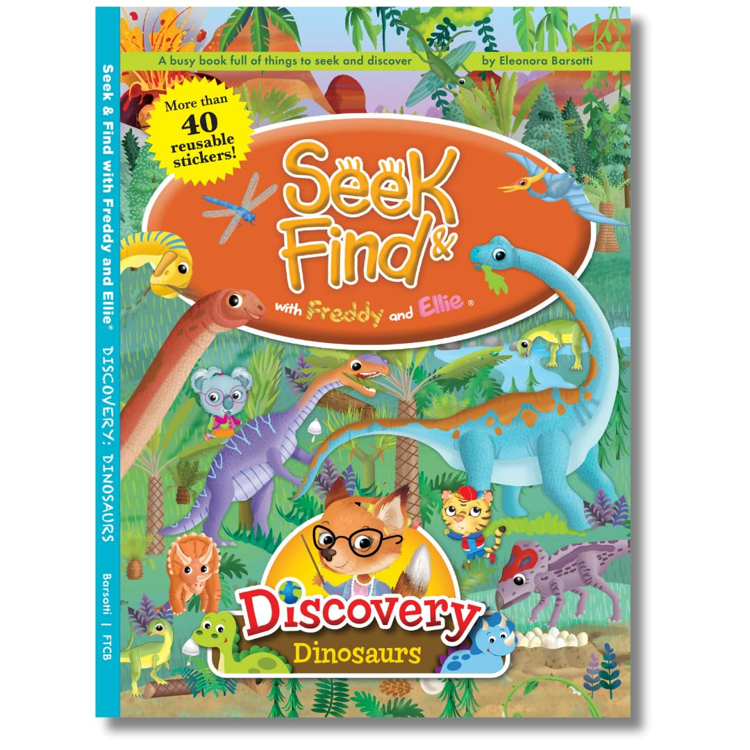 Seek & Find with Freddy and Ellie, 4 Book Set. Includes Dinosaurs, Outer Space, The Case of the Missing Mona Lisa, and The Secret of the Roman Colosseum