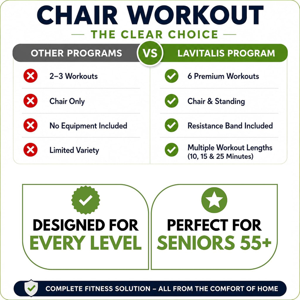 Chair Workout DVD for Seniors 55+ with Resistance Band Included – Easy Low Impact Seated Exercise Program for Strength, Balance, Mobility & Daily Energy – Senior Fitness Home Workout Kit