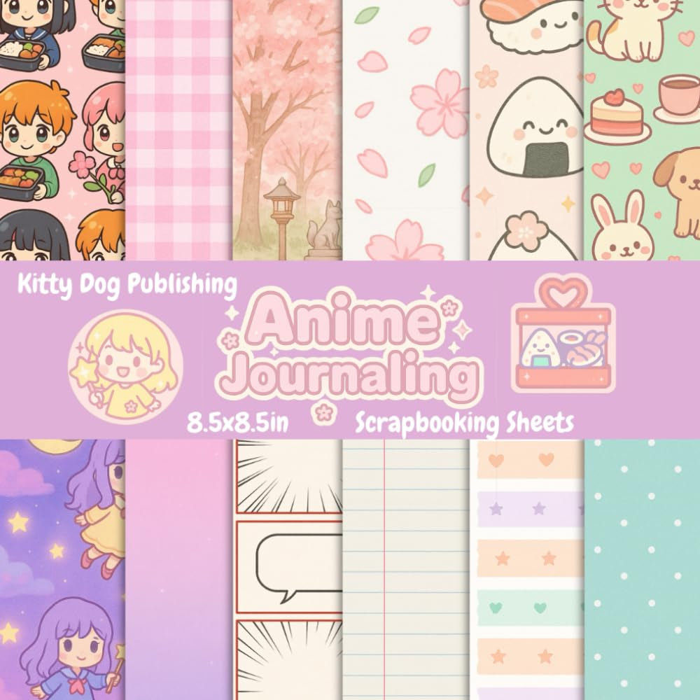Anime Journaling Scrapbooking Sheets: Manga Junk Journal Scrapbook Pad