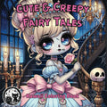 Cute & Creepy Fairy Tales Kawaii Coloring Book for Kids, Teens, and Adults: Spooky Cutie Gothic Coloring Pages with Black Background for Relaxation (Cute and Creepy)