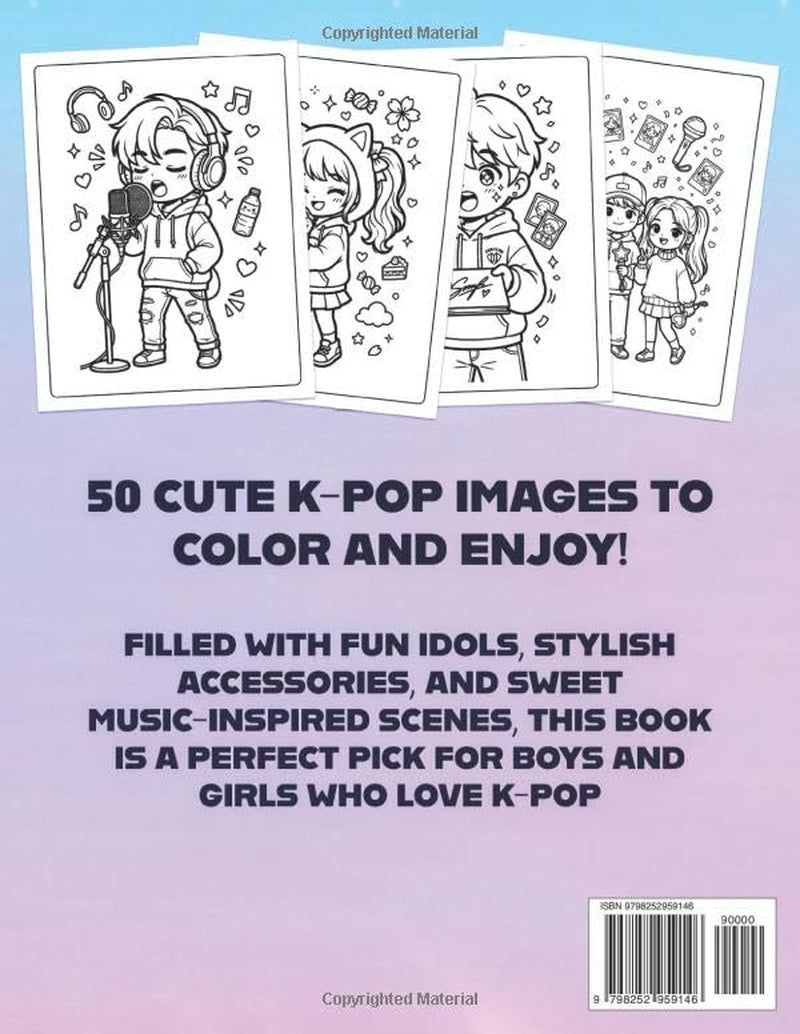 K Pop Coloring Book: Relaxing and Cute K-Pop Designs of Chibi Kawaii and Food for Kids, Teens, and Adults