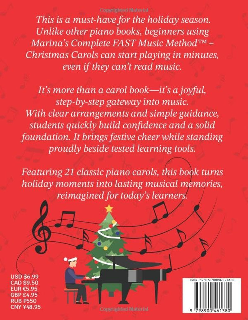 Piano for Beginners – Learn to Play Christmas Carols, Even If You Can’t Read Music: Easy Beginner Piano Songbook for Kids and Adults – 21 Favorites with Marina’s Complete FAST Music Method™