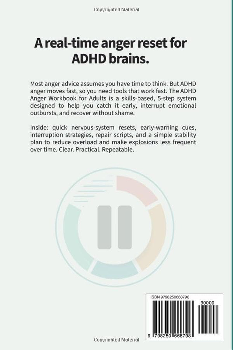 The ADHD Anger Workbook for Adults: A 5-Step Anger Management System to Catch It Early, Interrupt the Surge, and Repair Without Shame