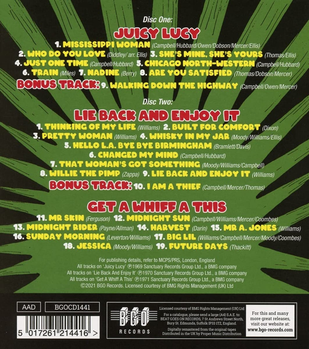 Juicy Lucy / Lie Back & Enjoy It / Get A Whiff A This Plus BonusTracks