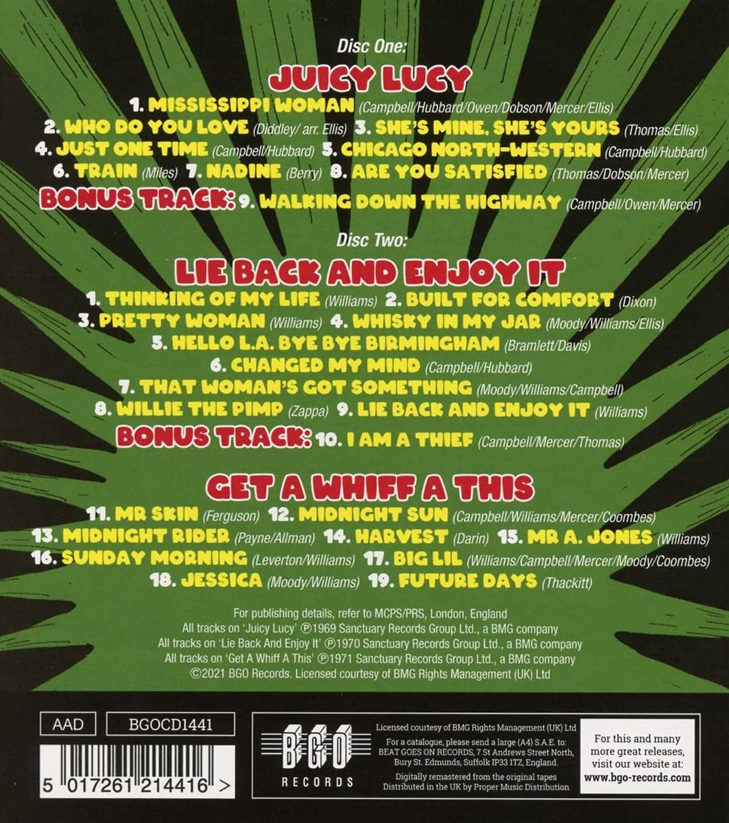 Juicy Lucy / Lie Back & Enjoy It / Get A Whiff A This Plus BonusTracks