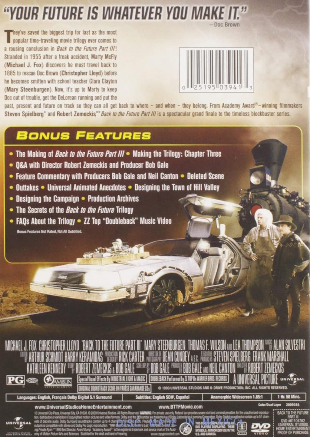 Back to the Future Part III [DVD]