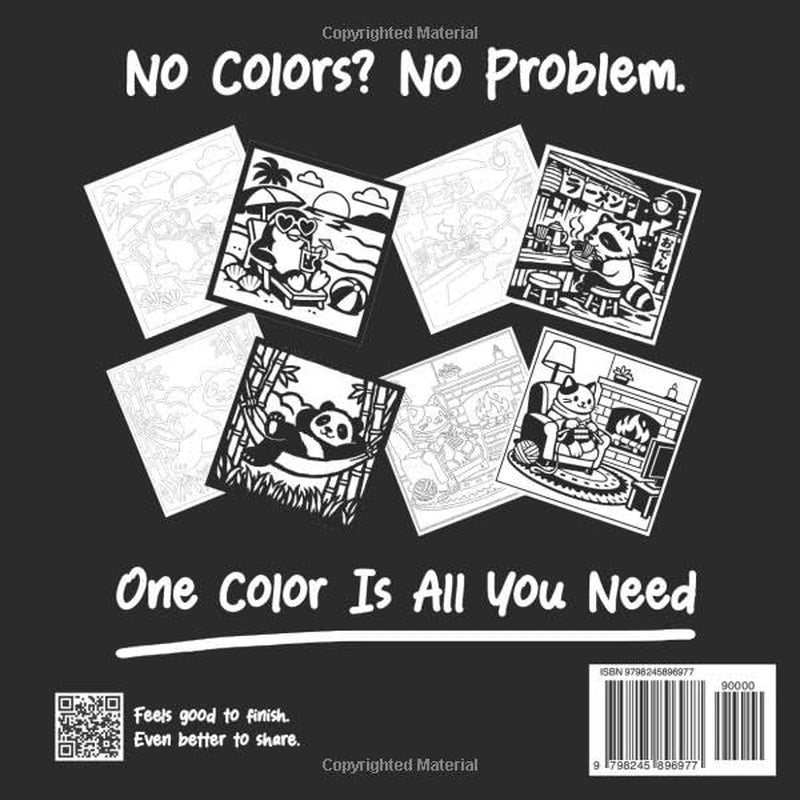 Cozy Monochrome Animals: Mindful Coloring Moments for Stress Relief