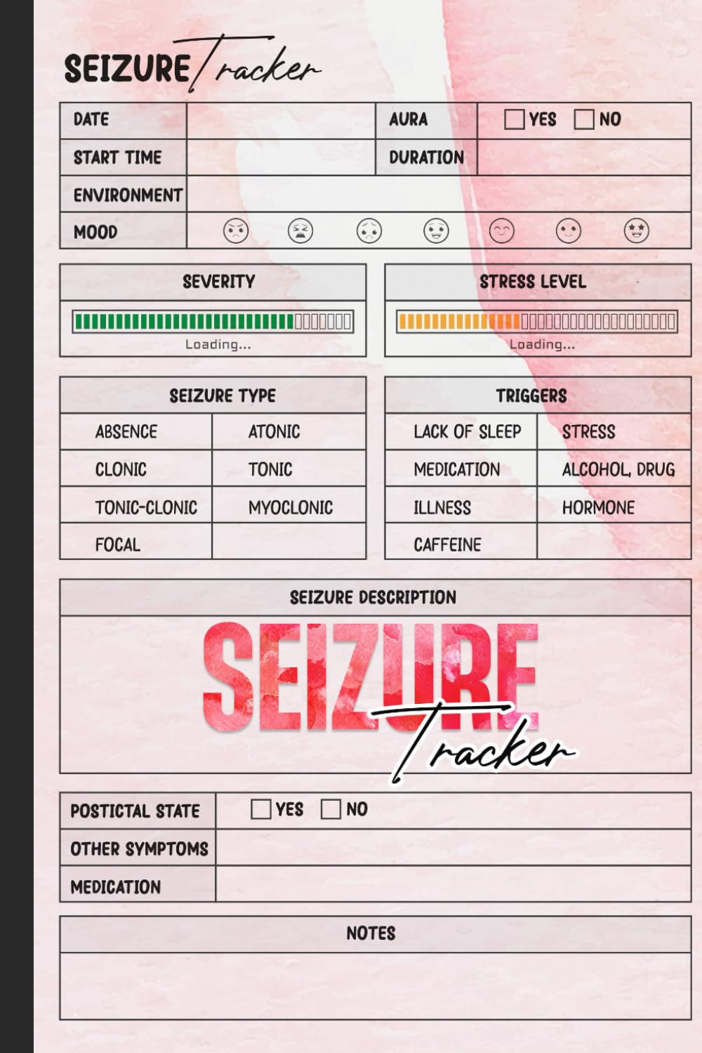Seizure Tracker Log Book: Daily Epilepsy Journal for Children and Adults | Symptom Tracker