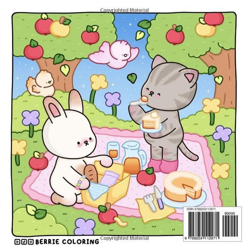Berrie Coloring Spring: Cute and Cozy Coloring Book for Adults & Kids Featuring Easy to Color Animal Illustrations and Adorable Scenes