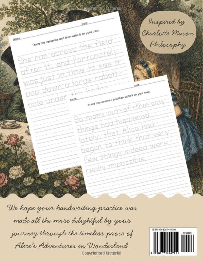 Print Handwriting Copywork For Kids 7-12 | Quotes from Alice's Adventures in Wonderland: A Charlotte Mason Inspired Handwriting Copywork Book ... in Wonderland (Charlotte Mason Copywork)