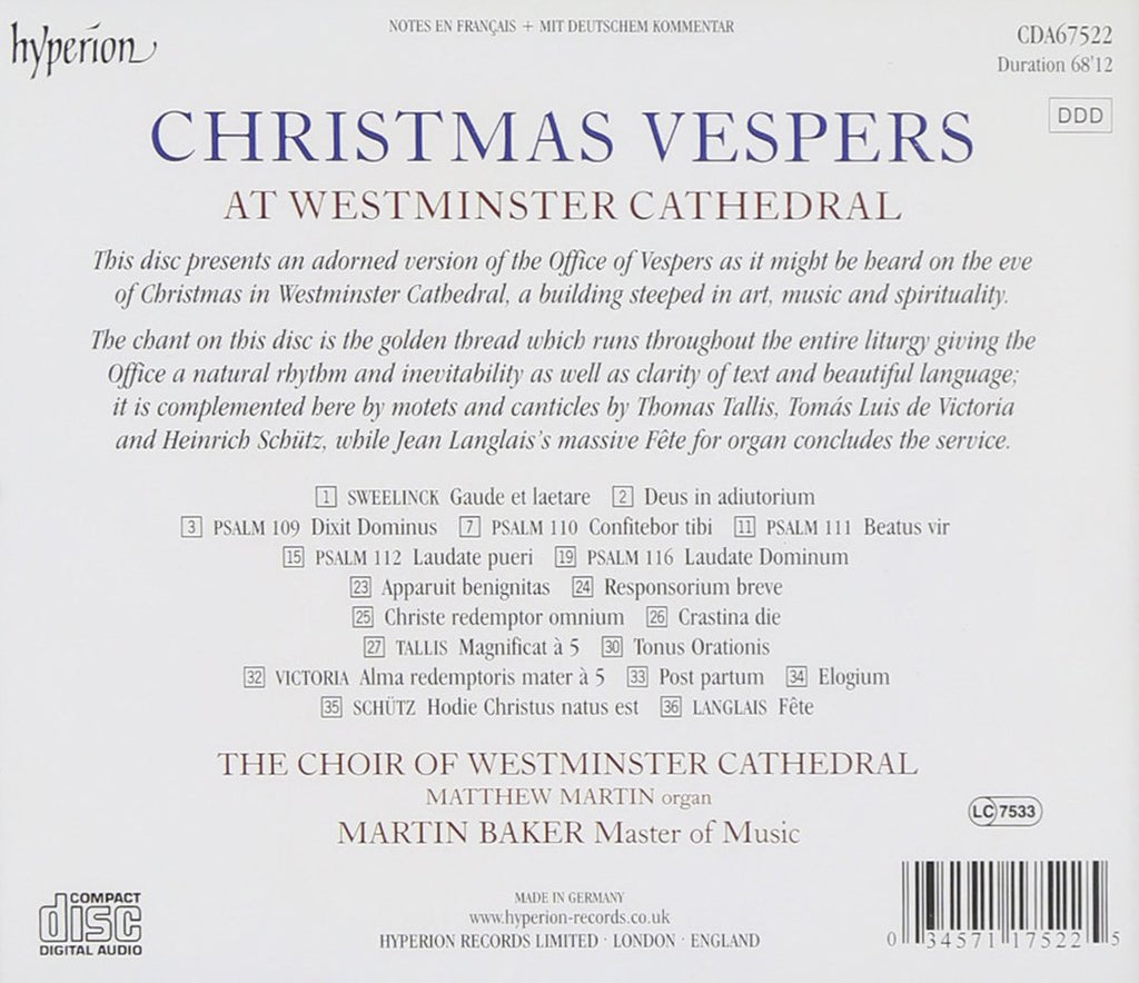 Christmas Vespers at Westminster Cathedral