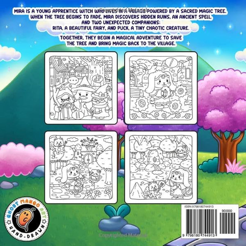 The Magical World of Mira: Story Coloring Book for Kids and Adults: A Cute Magical Adventure with a Witch, Fairy and Imp