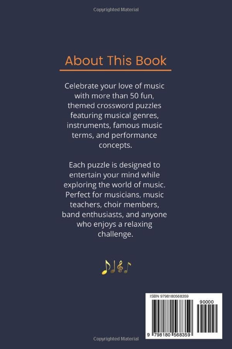 Music Crossword Puzzle Book: 50+ Themed Crosswords for Adults and Teens Featuring Musical Terms, Instruments, Genres, and Performance Concepts