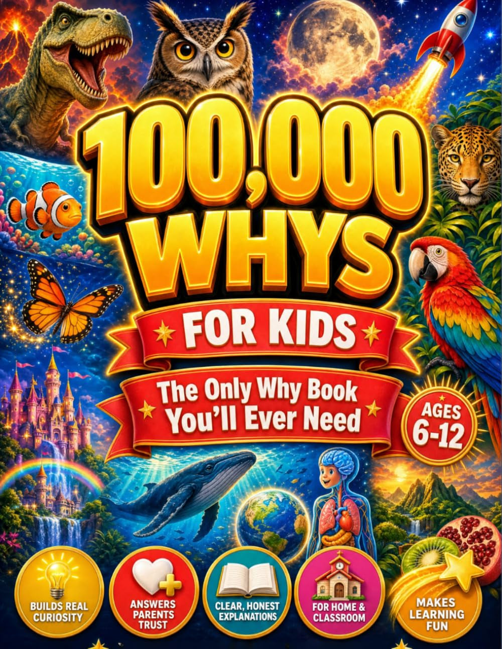 100,000 Whys for Kids - The Only Why Book You'll Ever Need: Real Answers to the Big Questions Kids Ask About Science, Space, Animals, History, and the World Around Them (Ages 6-12)