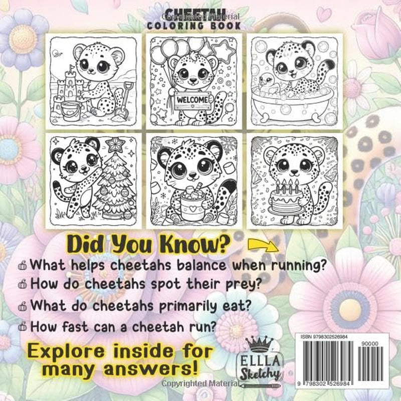 Cheetah Coloring Book: Wild Animal Coloring Book for Kids with 50 Fun Facts About Cheetahs and Nature, Educational Activity Book for Boys and Girls Ages 4-8