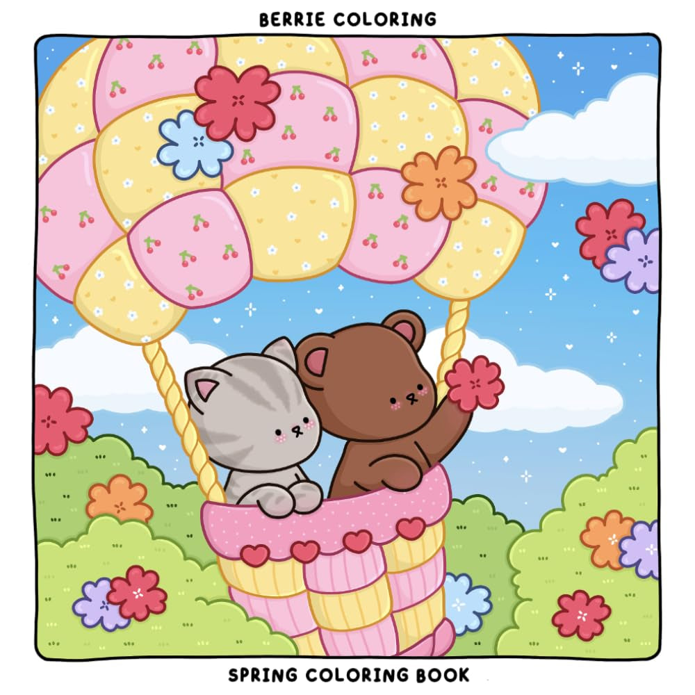 Berrie Coloring Spring: Cute and Cozy Coloring Book for Adults & Kids Featuring Easy to Color Animal Illustrations and Adorable Scenes