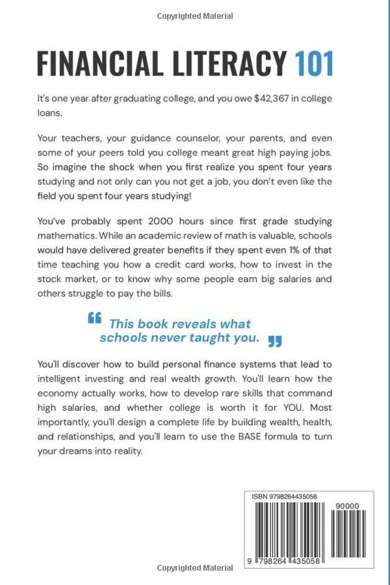 Financial Literacy 101: Core Principles of Personal Finance, Career Planning, and Investing They Never Taught You