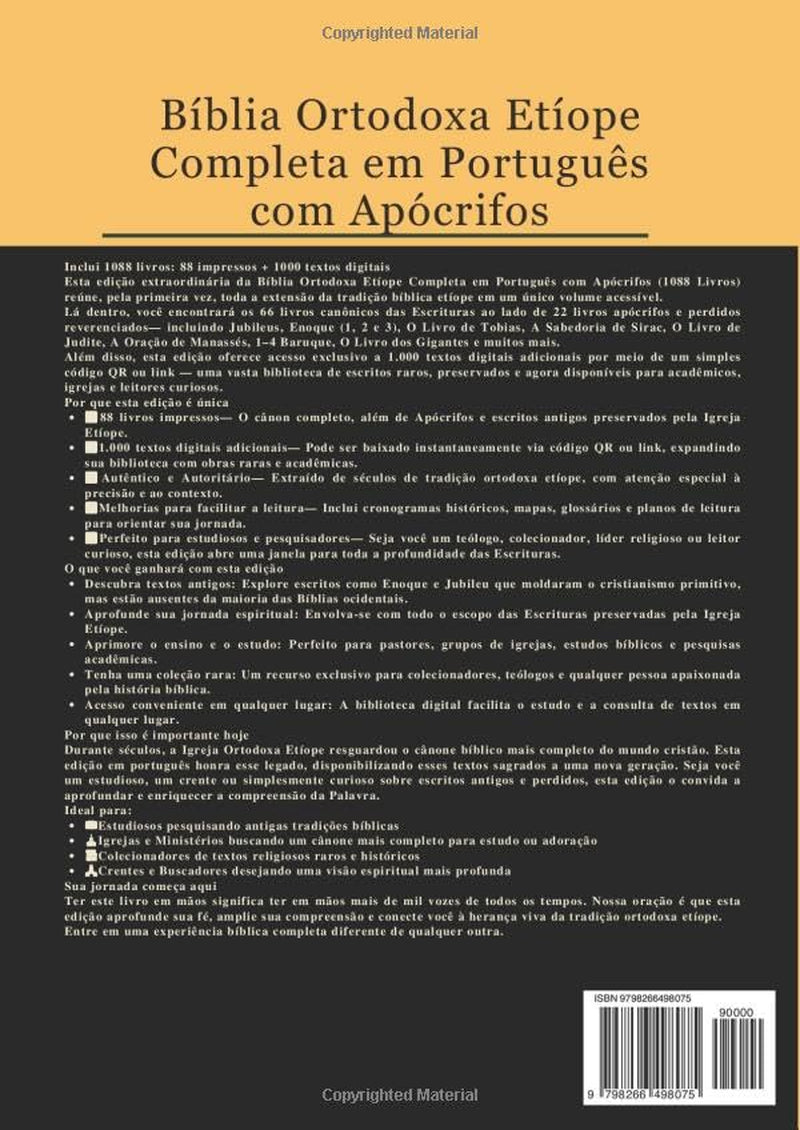 Bíblia Ortodoxa Etíope Completa em Português com Apócrifos (1088 Livros) (Portuguese Edition)