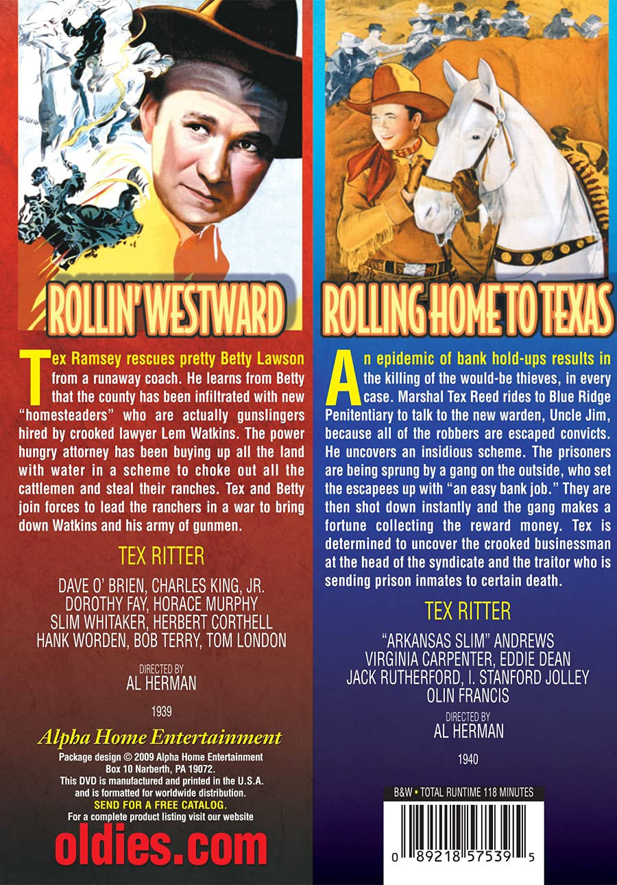 Tex Ritter Double Feature: Rollin' Westward / Rollin' Home To Texas
