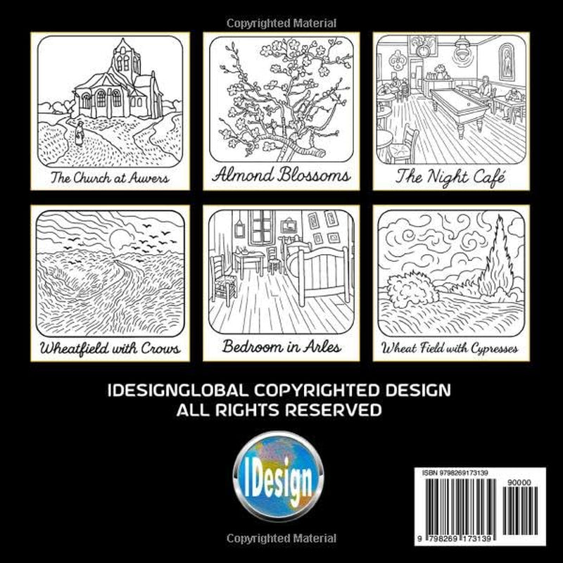 53 Van Gogh Coloring Impressions: Stress Relief Coloring Book for Adults & Teens | Starry Night | Irises | Sunflowers | Night Cafe | Self Portraits