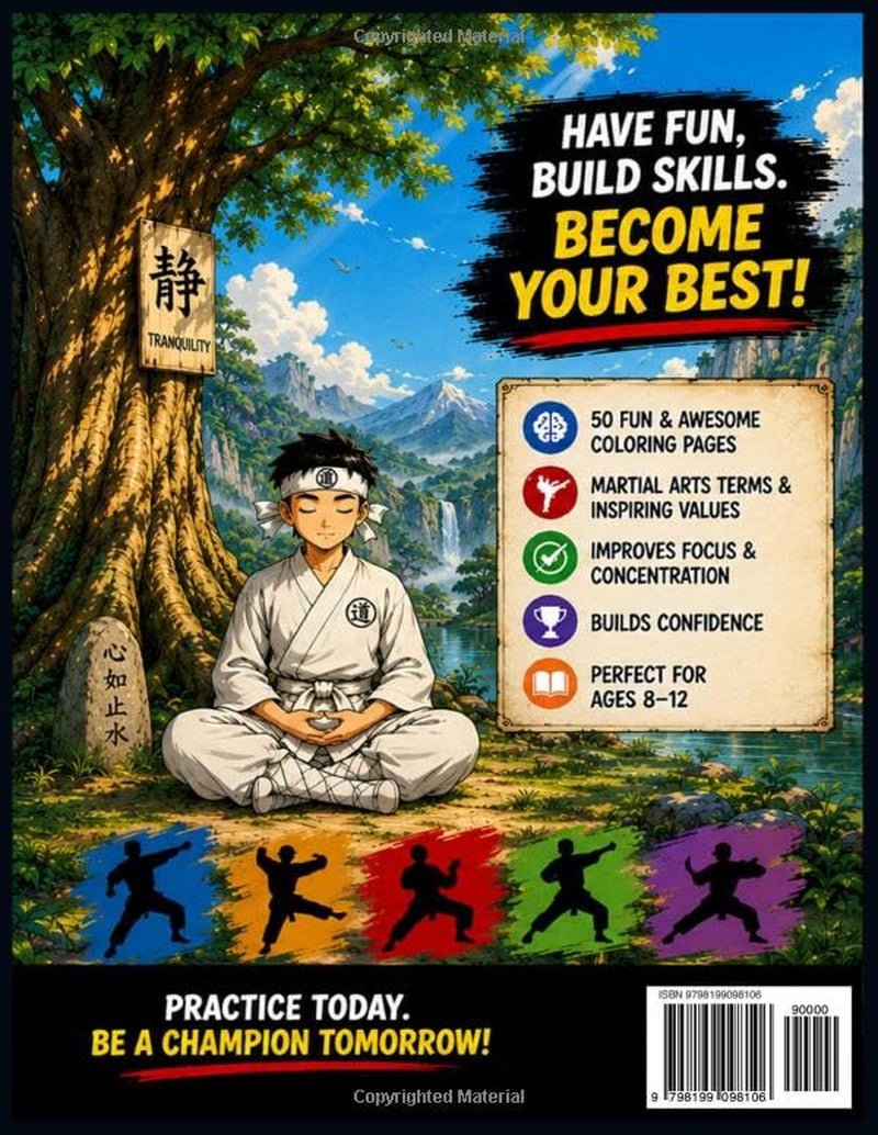 Martial Arts Coloring Book for Kids Ages 8–12: 50 Action-Packed Karate, Ninja & Taekwondo Fun-Filled Pages (Art Sorcery Kids Adventures)