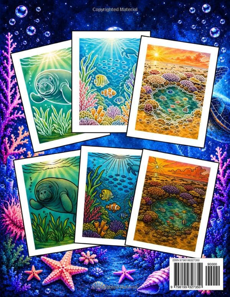 Ocean Depths Ink Tracing Reverse Coloring Book: Trace White Lines to Reveal Glowing Jellyfish, Coral Reefs & Sea Turtles | 35 Watercolor Underwater ... & Deep Sea Creativity with One Black Pen
