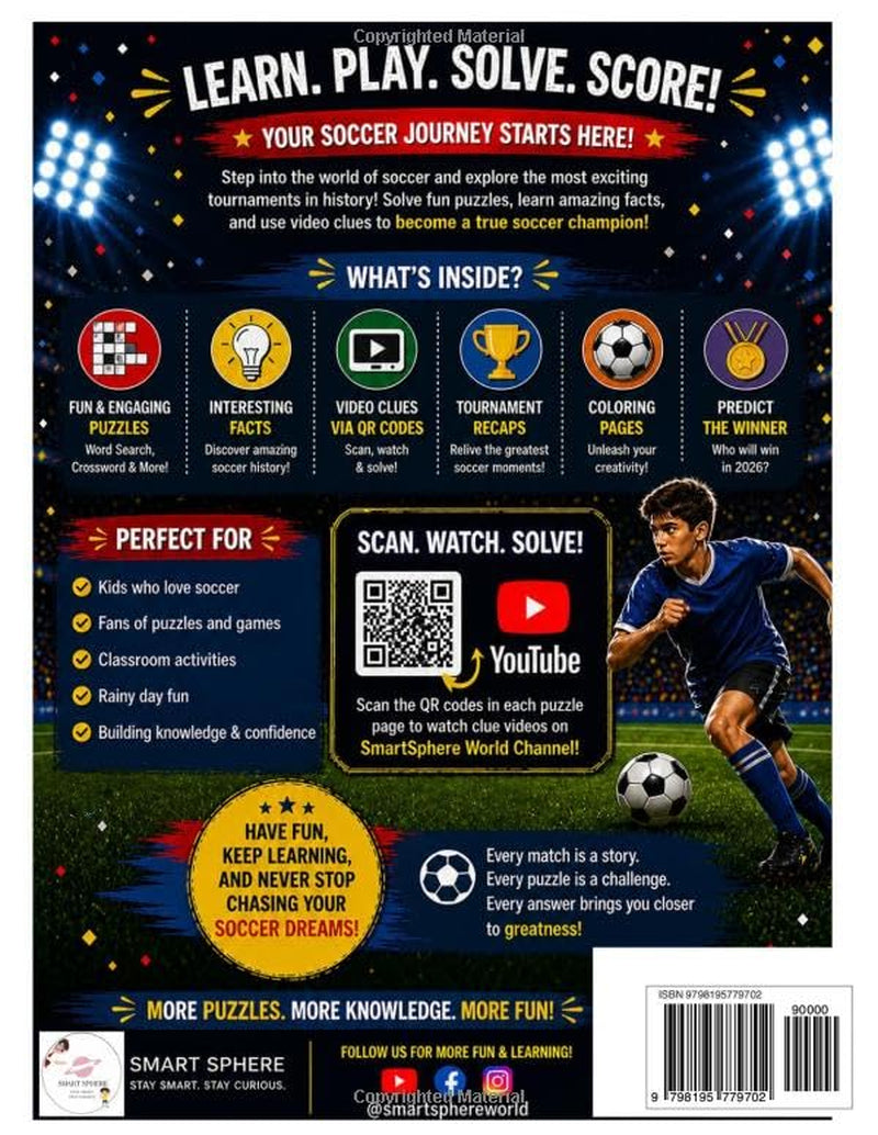 Soccer Adventures 2026 Activity Book for Kids: Puzzles, Coloring, Trivia, QR Video Clues & Fun Soccer Challenges
