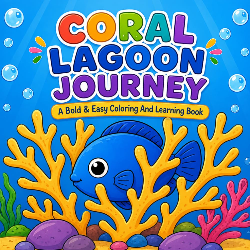 Coral Lagoon Journey: A Bold and Easy Coloring and Learning Book for Kids Aged 4-6 years- Explore Marine Creatures and Learn About Them Whilst Having Fun Coloring