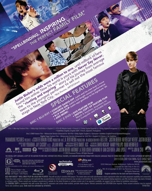 Justin Bieber: Never Say Never (Two-Disc DVD/Blu-ray Combo)