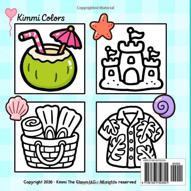 Beach Days: Bold & Easy Coloring Book | 50 Cute Beach & Tropical Things To Color | Cozy, Bold & Simple Designs for Kids, Teens & Adults for Relaxation, Stress Relief & Creativity