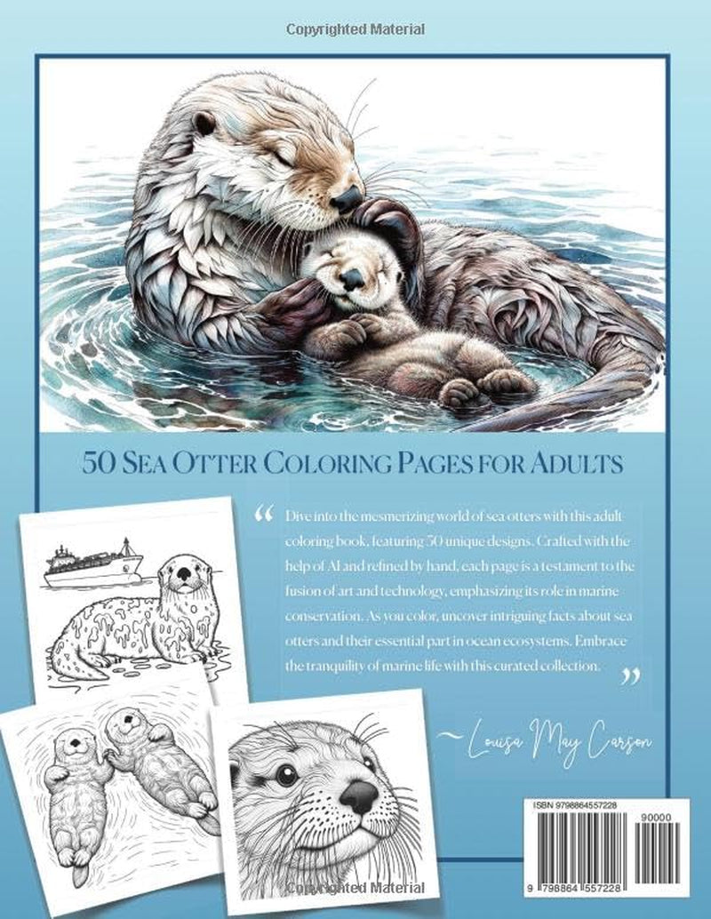 Sea Otter Coloring Book for Adults, Animals of the Ocean, 50 Cute Adult Coloring Pages